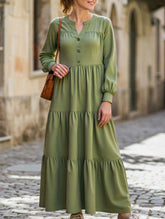 V-neck ruffled loose dress